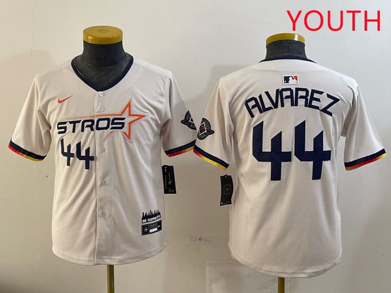 Youth Houston Astros 44 Alvarez Cream Three generations Joint Name 2025 Nike MLB Jersey style 4113